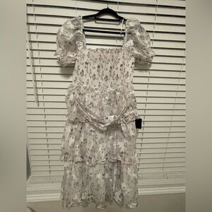 Lulu's White Floral Midi Dress